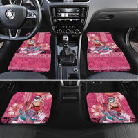 Hawaii Mele Kalikimaka Car Mats Funny Santa with Tribal Tattoos Kakau Pink Color - Polynesian Pride