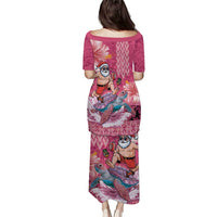 Hawaii Mele Kalikimaka Puletasi Funny Santa with Tribal Tattoos Kakau Pink Color LT03 - Polynesian Pride