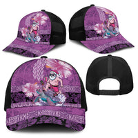 Hawaii Mele Kalikimaka Baseball Net Cap Funny Santa with Tribal Tattoos Kakau Purple Color LT03 - Polynesian Pride