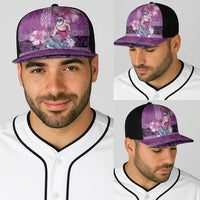 Hawaii Mele Kalikimaka Baseball Net Cap Funny Santa with Tribal Tattoos Kakau Purple Color - Polynesian Pride