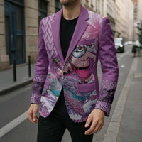 Hawaii Mele Kalikimaka Blazer Funny Santa with Tribal Tattoos Kakau Purple Color - Polynesian Pride