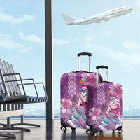 Hawaii Mele Kalikimaka Luggage Cover Funny Santa with Tribal Tattoos Kakau Purple Color - Polynesian Pride