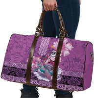 Hawaii Mele Kalikimaka Travel Bag Funny Santa with Tribal Tattoos Kakau Purple Color - Polynesian Pride