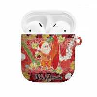 Hawaii Santa Mele Kalikimaka AirPods Case Tropical Puakenikeni Lei with Polynesian Tribal Pattern LT03 Red - Polynesian Pride