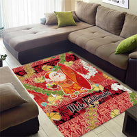Hawaii Santa Mele Kalikimaka Area Rug Tropical Puakenikeni Lei with Polynesian Tribal Pattern - Polynesian Pride
