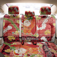 Hawaii Santa Mele Kalikimaka Back Car Seat Cover Tropical Puakenikeni Lei with Polynesian Tribal Pattern - Polynesian Pride