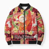 Hawaii Santa Mele Kalikimaka Bomber Puffer Jacket Tropical Puakenikeni Lei with Polynesian Tribal Pattern - Polynesian Pride
