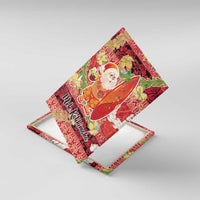 Hawaii Santa Mele Kalikimaka Canvas Wall Art Tropical Puakenikeni Lei with Polynesian Tribal Pattern - Polynesian Pride