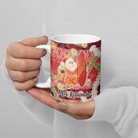 Hawaii Santa Mele Kalikimaka Ceramic Mug Tropical Puakenikeni Lei with Polynesian Tribal Pattern - Polynesian Pride