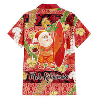 Hawaii Santa Mele Kalikimaka Family Matching Long Sleeve Bodycon Dress and Hawaiian Shirt Tropical Puakenikeni Lei with Polynesian Tribal Pattern LT03 - Polynesian Pride