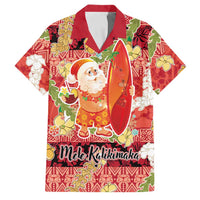 Hawaii Santa Mele Kalikimaka Family Matching Mermaid Dress and Hawaiian Shirt Tropical Puakenikeni Lei with Polynesian Tribal Pattern LT03 Dad's Shirt - Short Sleeve Red - Polynesian Pride