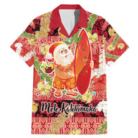 Hawaii Santa Mele Kalikimaka Family Matching Mermaid Dress and Hawaiian Shirt Tropical Puakenikeni Lei with Polynesian Tribal Pattern - Polynesian Pride