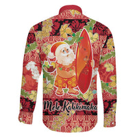 Hawaii Santa Mele Kalikimaka Family Matching Off The Shoulder Long Sleeve Dress and Hawaiian Shirt Tropical Puakenikeni Lei with Polynesian Tribal Pattern LT03 - Polynesian Pride