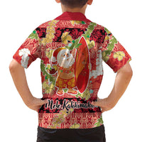 Hawaii Santa Mele Kalikimaka Family Matching Puletasi and Hawaiian Shirt Tropical Puakenikeni Lei with Polynesian Tribal Pattern LT03 - Polynesian Pride