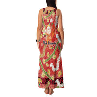 Hawaii Santa Mele Kalikimaka Family Matching Tank Maxi Dress and Hawaiian Shirt Tropical Puakenikeni Lei with Polynesian Tribal Pattern LT03 - Polynesian Pride