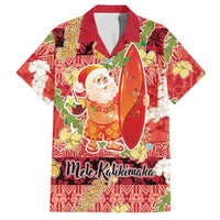 Hawaii Santa Mele Kalikimaka Hawaiian Shirt Tropical Puakenikeni Lei with Polynesian Tribal Pattern LT03 Red - Polynesian Pride