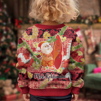 Hawaii Santa Mele Kalikimaka Kid Ugly Christmas Sweater Tropical Puakenikeni Lei with Polynesian Tribal Pattern - Polynesian Pride