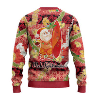 Hawaii Santa Mele Kalikimaka Ugly Christmas Sweater Tropical Puakenikeni Lei with Polynesian Tribal Pattern - Polynesian Pride