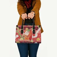 Hawaii Santa Mele Kalikimaka Leather Bag Tropical Puakenikeni Lei with Polynesian Tribal Pattern - Polynesian Pride
