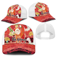 Hawaii Santa Mele Kalikimaka Mesh Trucker Cap Tropical Puakenikeni Lei with Polynesian Tribal Pattern - Polynesian Pride