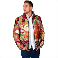 Hawaii Santa Mele Kalikimaka Padded Jacket Tropical Puakenikeni Lei with Polynesian Tribal Pattern - Polynesian Pride