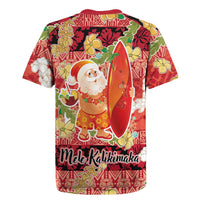 Hawaii Santa Mele Kalikimaka Rugby Jersey Tropical Puakenikeni Lei with Polynesian Tribal Pattern LT03 - Polynesian Pride