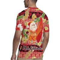 Hawaii Santa Mele Kalikimaka Rugby Jersey Tropical Puakenikeni Lei with Polynesian Tribal Pattern LT03 - Polynesian Pride