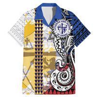 Hawaii Lutheran High School Family Matching Mermaid Dress and Hawaiian Shirt Kakau Pattern Splash Style LT03 Dad's Shirt - Short Sleeve Red - Polynesian Pride
