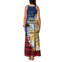 Hawaii Lutheran High School Family Matching Tank Maxi Dress and Hawaiian Shirt Kakau Pattern Splash Style LT03 - Polynesian Pride