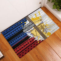 Hawaii Lutheran High School Rubber Doormat Kakau Pattern Splash Style LT03 Red - Polynesian Pride