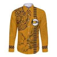 Nanakuli High and Intermediate School Long Sleeve Button Shirt Tribal Kakau Pattern LT03 Unisex Yellow - Polynesian Pride