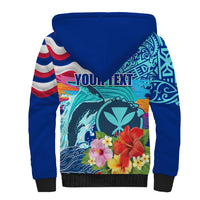 Hawaii Race For Whales Sherpa Hoodie Flag and Polynesian Hibiscus LT03 - Polynesian Pride