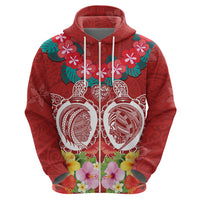 Polynesian Valentine Day Hoodie Love Couple Turtle Maori Hibiscus Red Style LT03 - Polynesian Pride