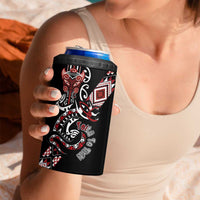 Aotearoa Toitu Te Tiriti-Honour the Treaty 4 in 1 Can Cooler Tumbler Maori Taniwha Haka with Taniko and Tukutuku LT03 - Polynesian Pride