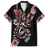 Aotearoa Toitu Te Tiriti-Honour the Treaty Family Matching Off The Shoulder Long Sleeve Dress and Hawaiian Shirt Maori Taniwha Haka with Taniko and Tukutuku