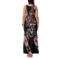 Aotearoa Toitu Te Tiriti-Honour the Treaty Family Matching Tank Maxi Dress and Hawaiian Shirt Maori Taniwha Haka with Taniko and Tukutuku LT03 - Polynesian Pride
