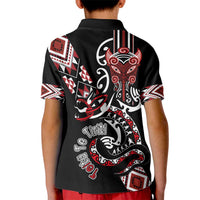 Aotearoa Toitu Te Tiriti-Honour the Treaty Kid Polo Shirt Maori Taniwha Haka with Taniko and Tukutuku LT03 - Polynesian Pride