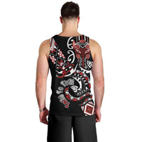 Aotearoa Toitu Te Tiriti-Honour the Treaty Men Tank Top Maori Taniwha Haka with Taniko and Tukutuku LT03 - Polynesian Pride