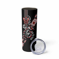 Aotearoa Toitu Te Tiriti-Honour the Treaty Skinny Tumbler Maori Taniwha Haka with Taniko and Tukutuku LT03 - Polynesian Pride