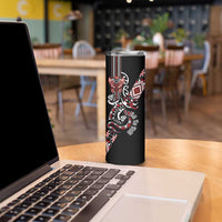 Aotearoa Toitu Te Tiriti-Honour the Treaty Skinny Tumbler Maori Taniwha Haka with Taniko and Tukutuku LT03 - Polynesian Pride