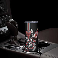 Aotearoa Toitu Te Tiriti-Honour the Treaty Skinny Tumbler Maori Taniwha Haka with Taniko and Tukutuku LT03 - Polynesian Pride