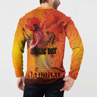 Australia and New Zealand ANZAC Day Button Sweatshirt Soldiers Memories - Red Poppies with Aboriginal and Maori Art