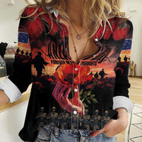 New Zealand ANZAC Day Women Casual Shirt Forever in My Thoughts LT03 Female Black - Polynesian Pride