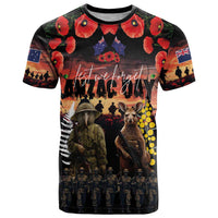 Australia and New Zealand ANZAC Day T Shirt Kangaroo and Kiwi Bird Soldier - Forever in My Thoughts