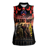 Australia and New Zealand ANZAC Day Women Sleeveless Polo Shirt Kangaroo and Kiwi Bird Soldier - Forever in My Thoughts