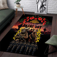 Australia ANZAC Day Area Rug Kangaroo and Koala Soldier - Forever in My Thoughts LT03 Black - Polynesian Pride
