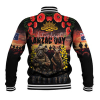 Australia ANZAC Day Baseball Jacket Kangaroo and Koala Soldier - Forever in My Thoughts