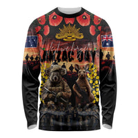 Australia ANZAC Day Long Sleeve Shirt Kangaroo and Koala Soldier - Forever in My Thoughts
