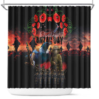 New Zealand ANZAC Day Shower Curtain Tui Bird and Kiwi Bird Soldier - Forever in My Thoughts