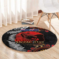 Australia and New Zealand ANZAC Day Round Carpet Aboriginal and Maori Art Pattern - Gallipoli Lest We Forget